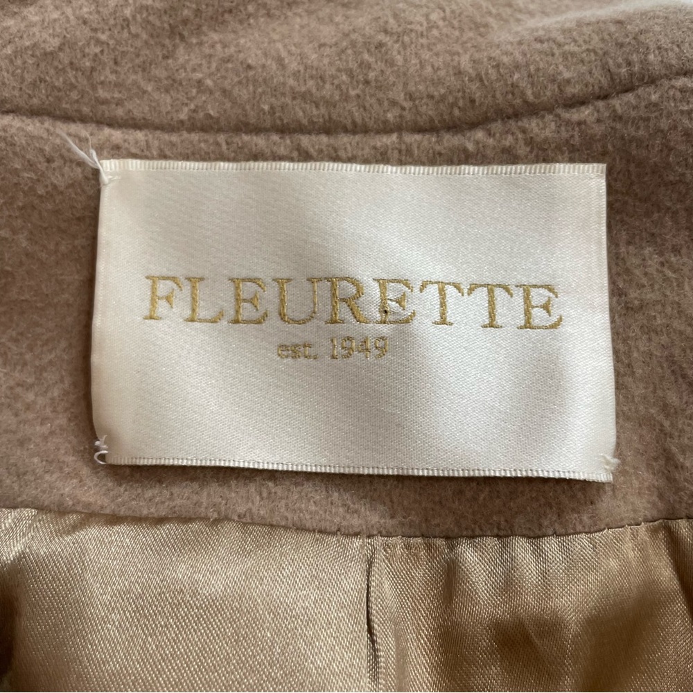 Fleurette Womens Loro Piana Italy Wool Coat Size 10 Tan Notched Collar Buttons - Picture 6 of 16